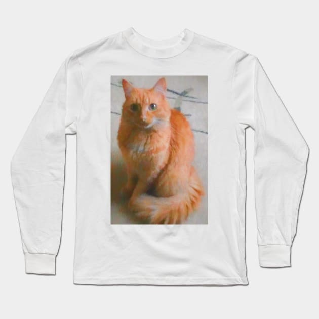 Ginger cat posing on camera Long Sleeve T-Shirt by EvgeniiV